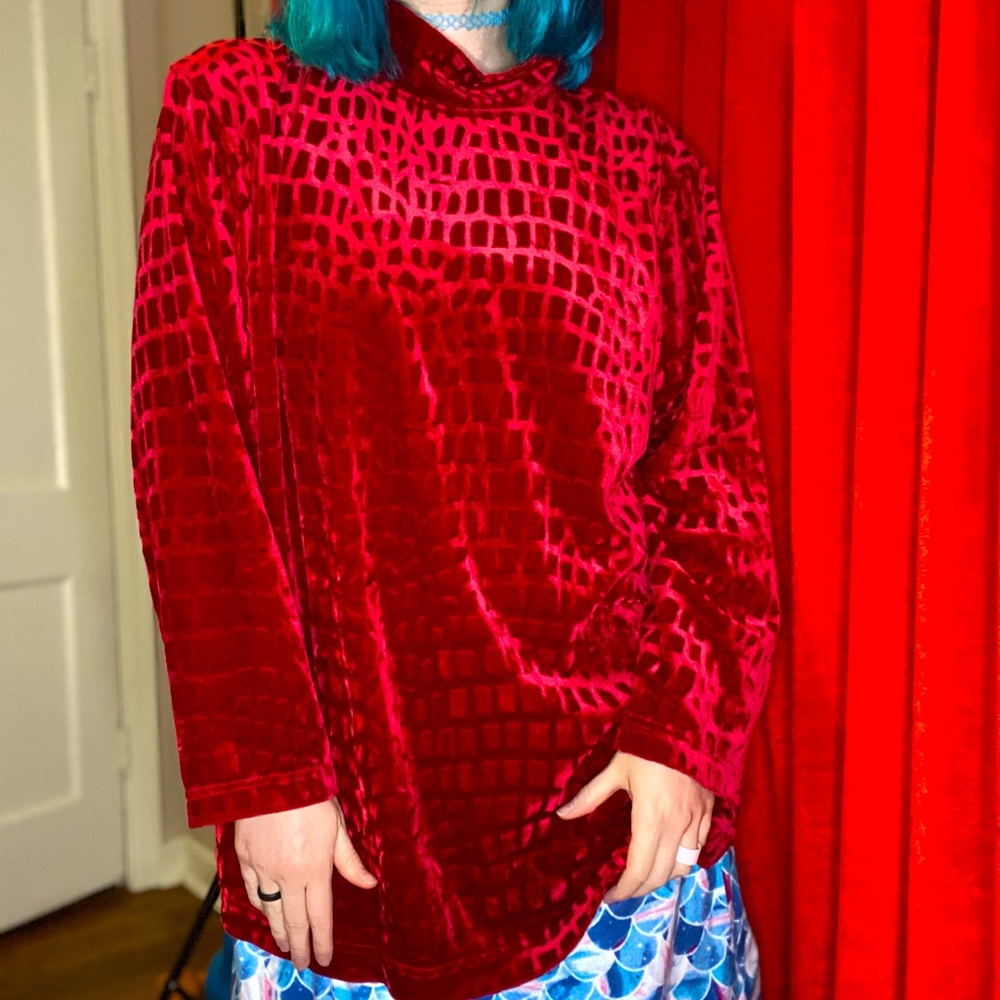 Vintage red velvet turtleneck